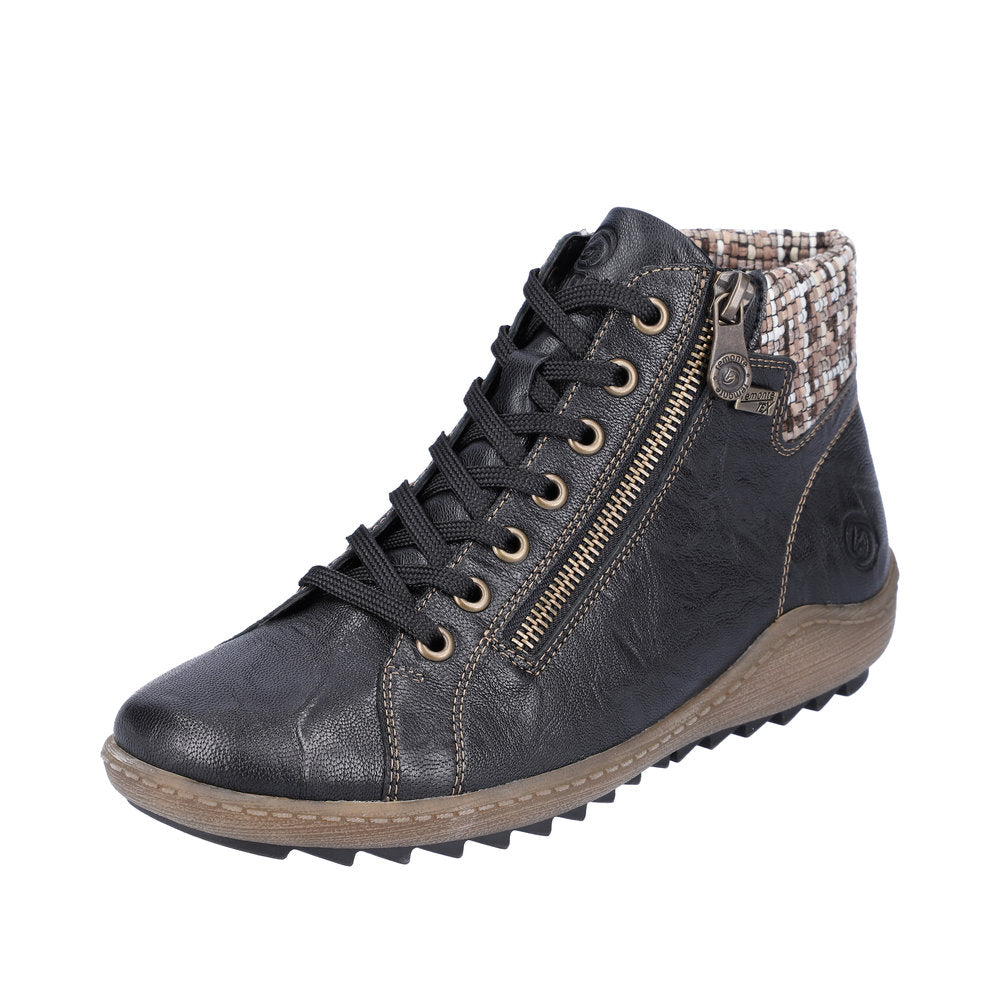 Remonte Leather Women's short boots| R1485 Ankle Boots - Black Combination