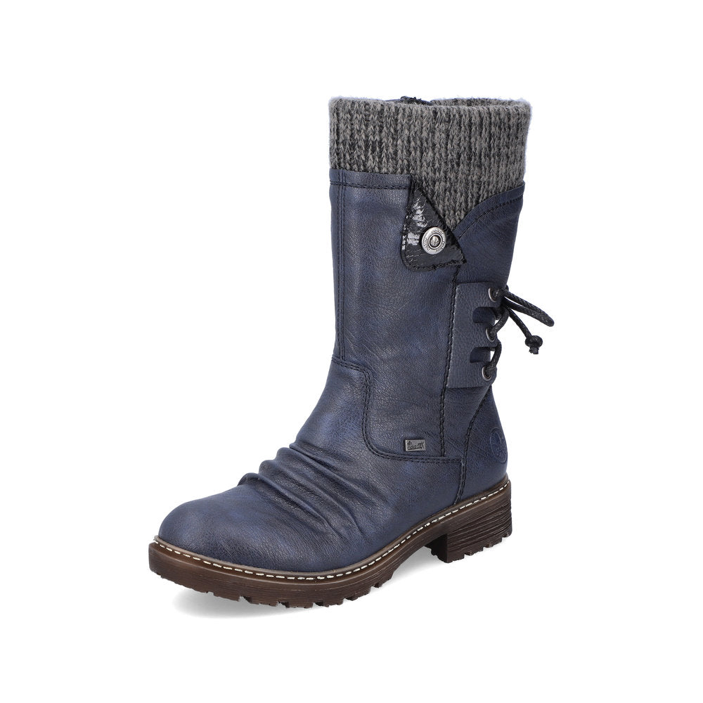 Rieker Synthetic leather Women's mid height boots| Z4750 Mid-height Boots - Blue