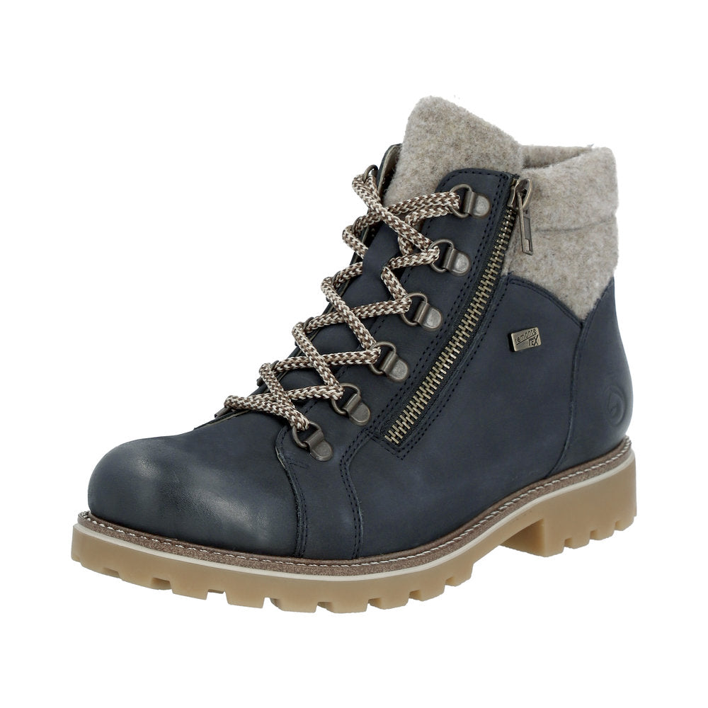 Remonte Suede Leather Women's Mid Height Boots| D7478 Mid-height Boots - Blue Combination