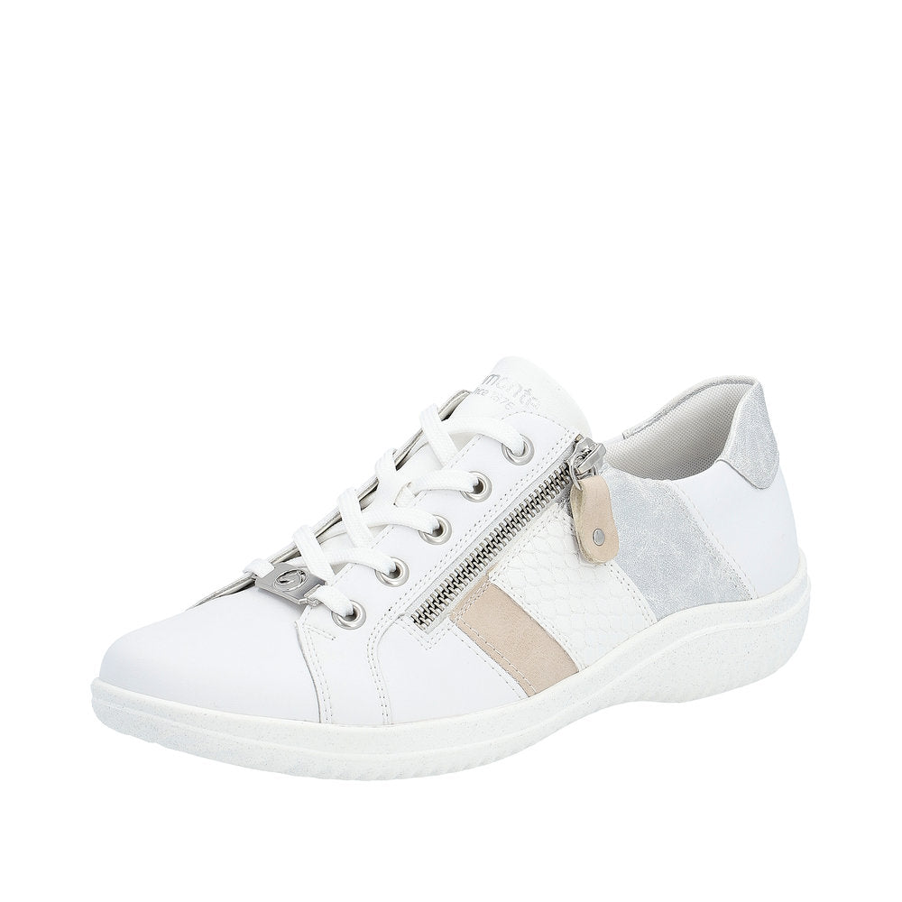 Remonte Women's shoes | Style D1E00 Athletic Lace-up with zip - White Combination