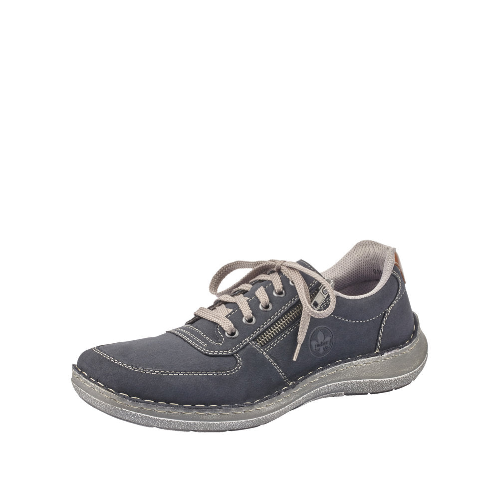 Rieker Men's shoes | Style 03030 Casual Lace-up with zip - Blue