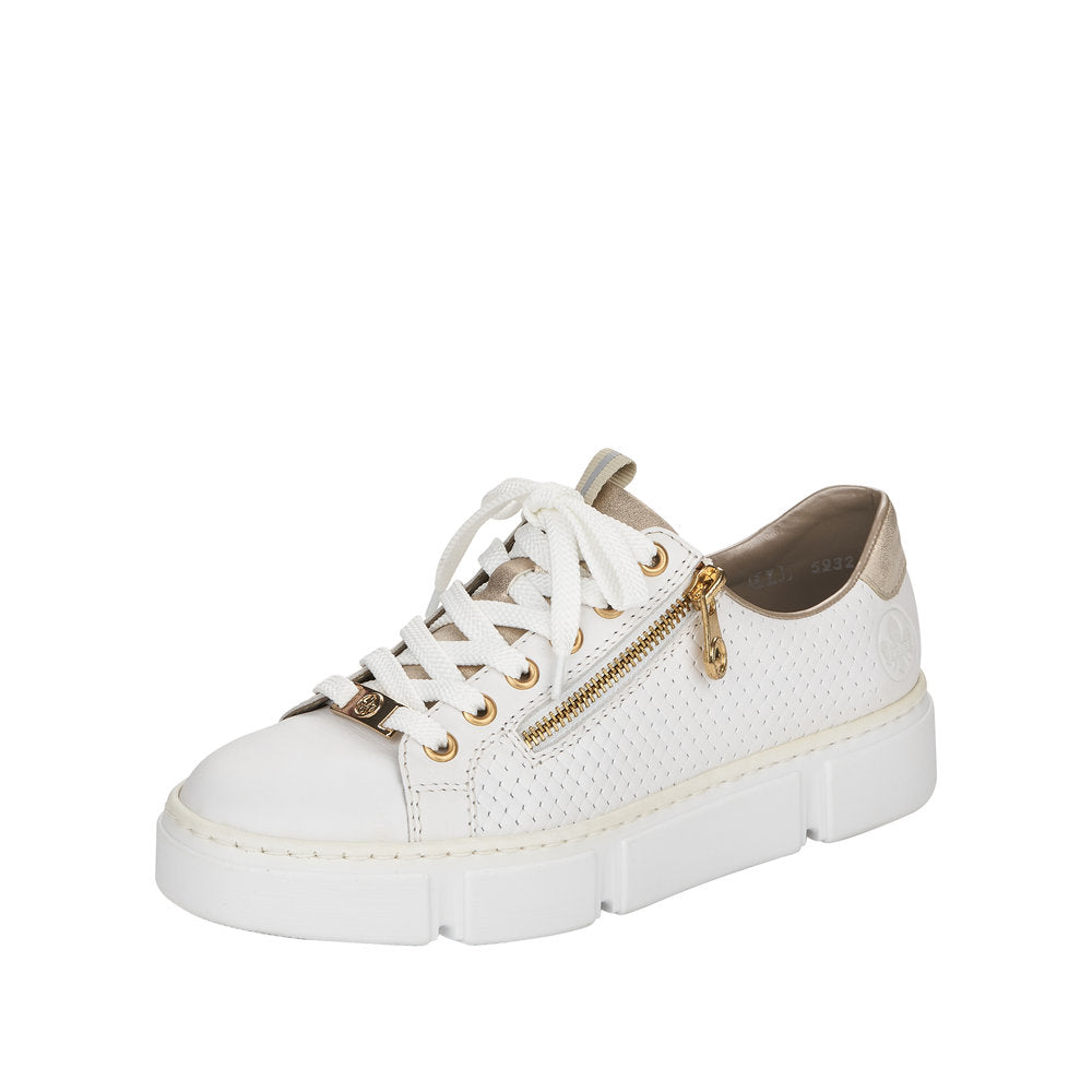 Rieker Women's shoes | Style N5932 Athletic Lace-up with zip - White