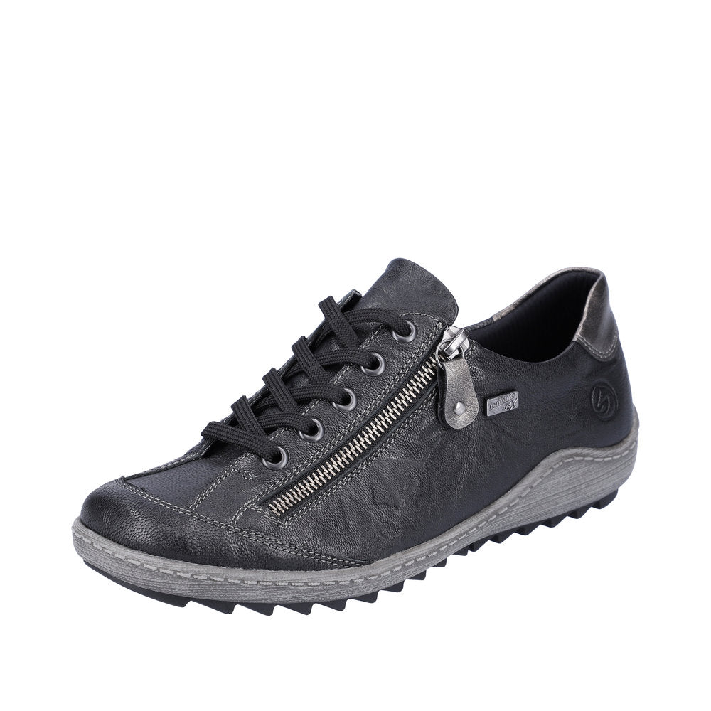 Remonte Women's shoes | Style R1402 Casual Lace-up with zip - Black Combination