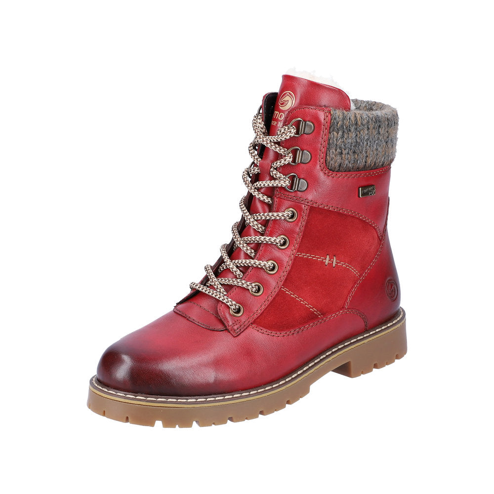 Remonte Leather Women's Mid Height Boots| D9378-00 Mid-height BootsFlip Grip - Red Combination