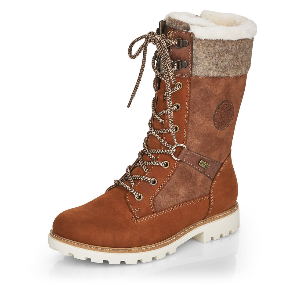 Remonte Suede leather Women's mid height boots| D8474-22 Mid-height Boots - Brown Combination