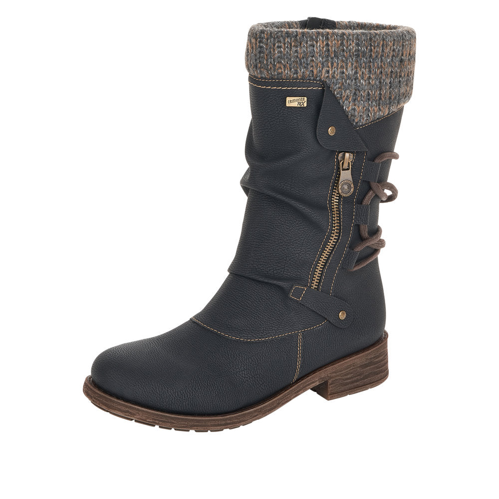 Remonte Synthetic Material Women's Mid Height Boots| D8070-01 Mid-height Boots - Black Combination