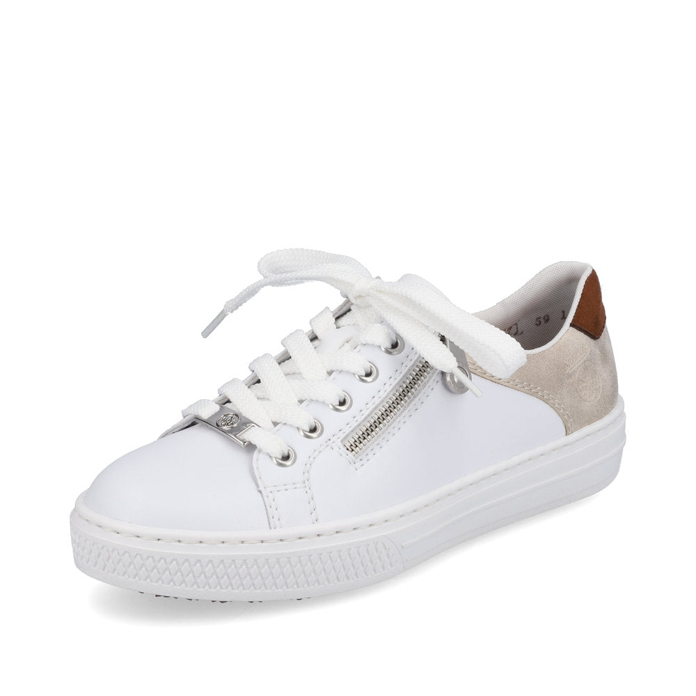 Rieker Women's shoes | Style L59A1 Athletic Lace-up with zip - White Combination