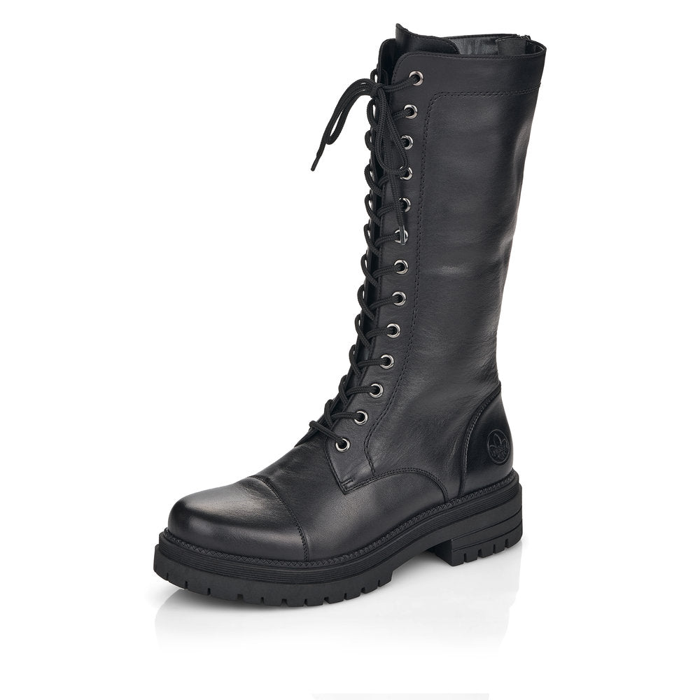 Rieker Leather Women's Mid height boots| Y3132 Mid-height Boots - Black