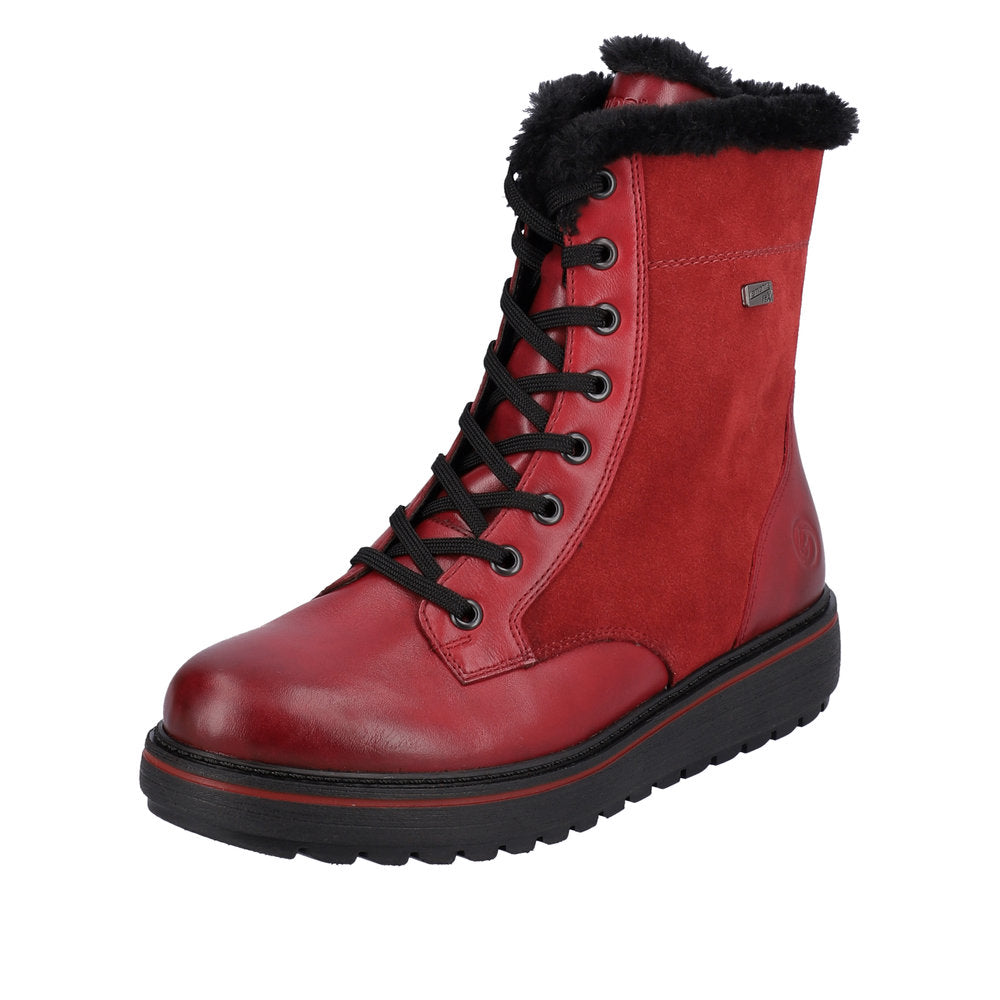 Remonte Suede Leather Women's Mid Height Boots | D0U76 Mid-height Boots - Red Combination