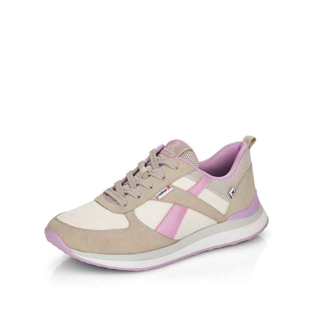 Rieker EVOLUTION Women's shoes | Style 42502 Athletic Lace-up - Beige Combination