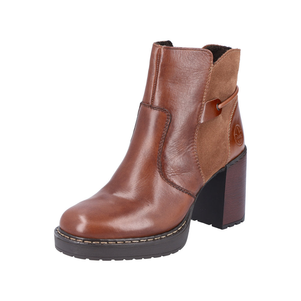 Rieker Leather Women's short boots| Y4157 Ankle Boots - Brown